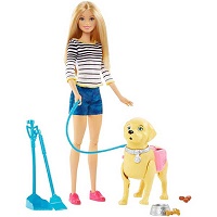 Boneca Barbie caminhada com filhote pup